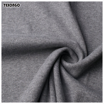 Dark grey Poly Cotton  Spandex Rib fabric